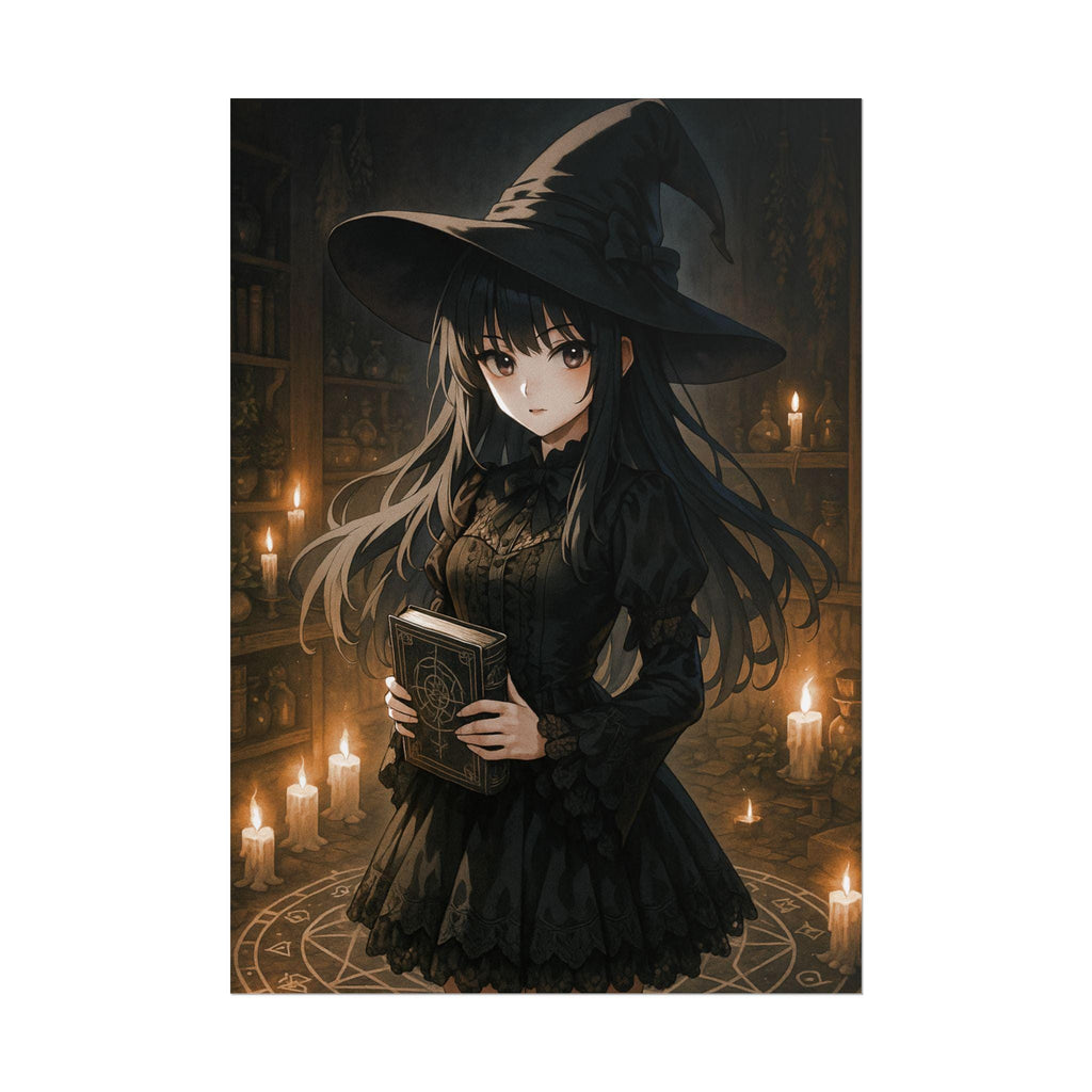 Anime Witch Poster: Gothic Dark Academia Wall Art