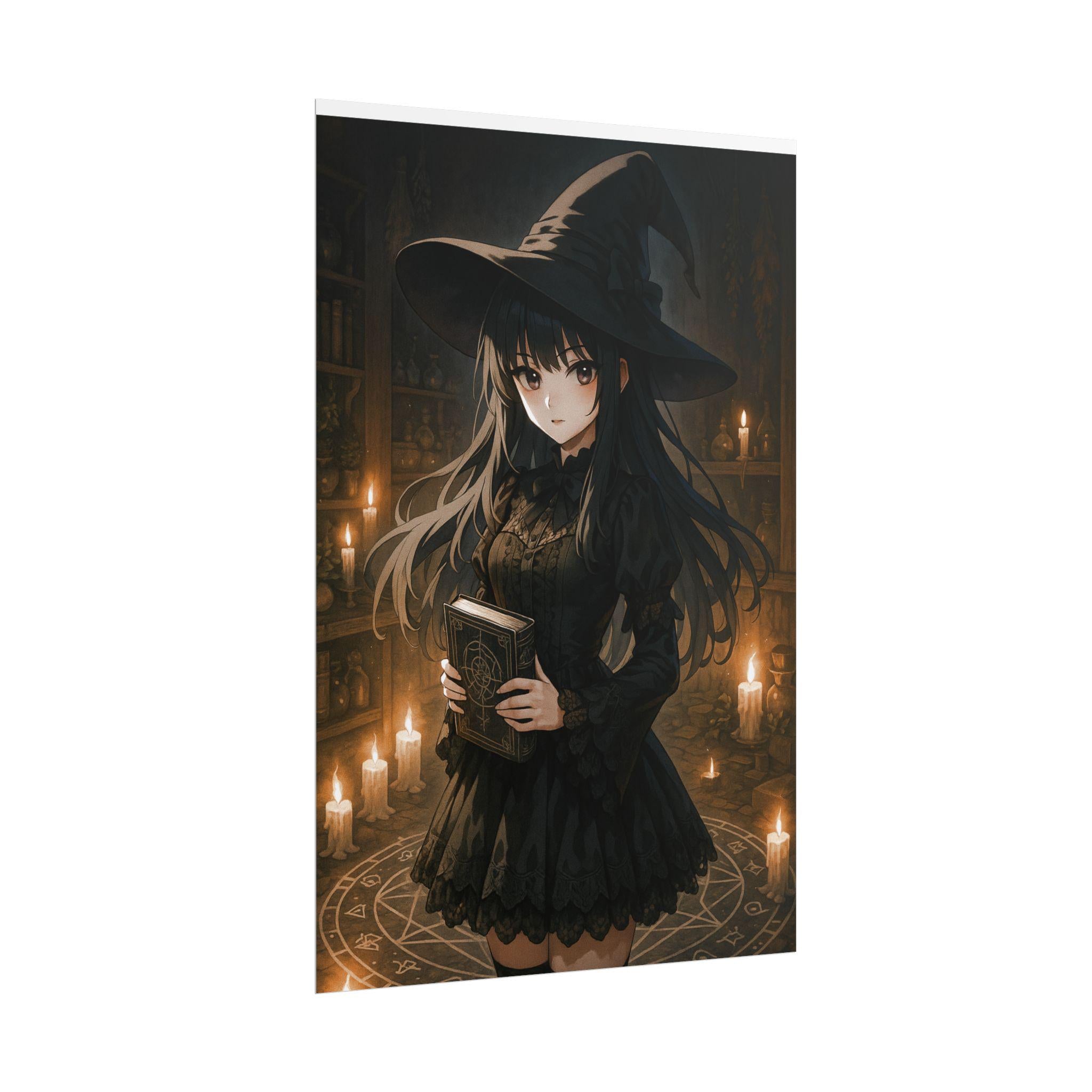 Anime Witch Poster: Gothic Dark Academia Wall Art