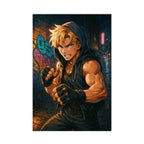 Anime Street Fighter Poster: Vintage Gamer Room Wall Art