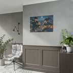 Anime Samurai Duel Art Print, Night Battle on Rooftops Under the Moon