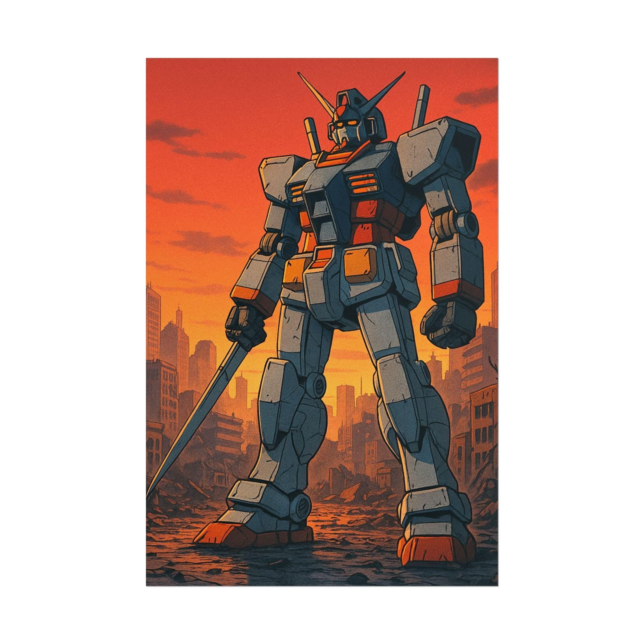 Anime Mecha Poster Giant Robot Artwork in Retro Style for Sci Fi Wall Decor