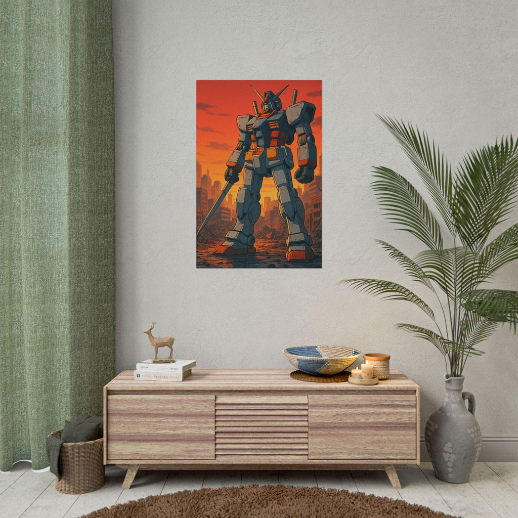 Anime Mecha Poster Giant Robot Artwork in Retro Style for Sci Fi Wall Decor