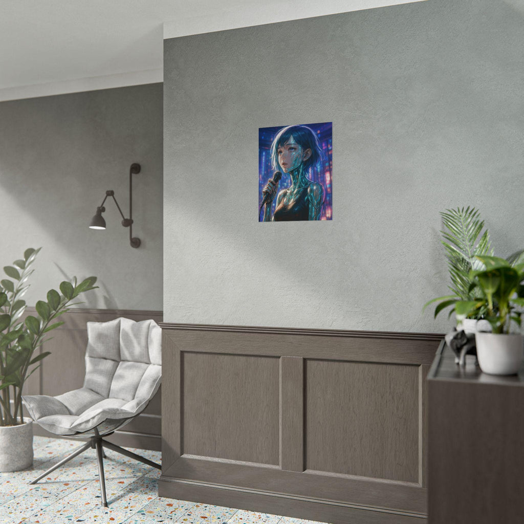 Cyberpunk Anime Art, Futuristic Neon City Wall Decor, Anime Gift Idea, Sci Fi Poster, Glowing Anime Character Print