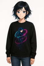 Cyberpunk Neon Warrior Sweatshirt Futuristic Techwear Anime Streetwear Neon Glow Gift for Gamers and Anime Fans