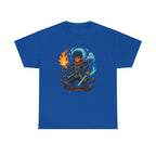 Anime Wizard T-Shirt: Fire and Water Sorcerer, Otaku Gamer Tee