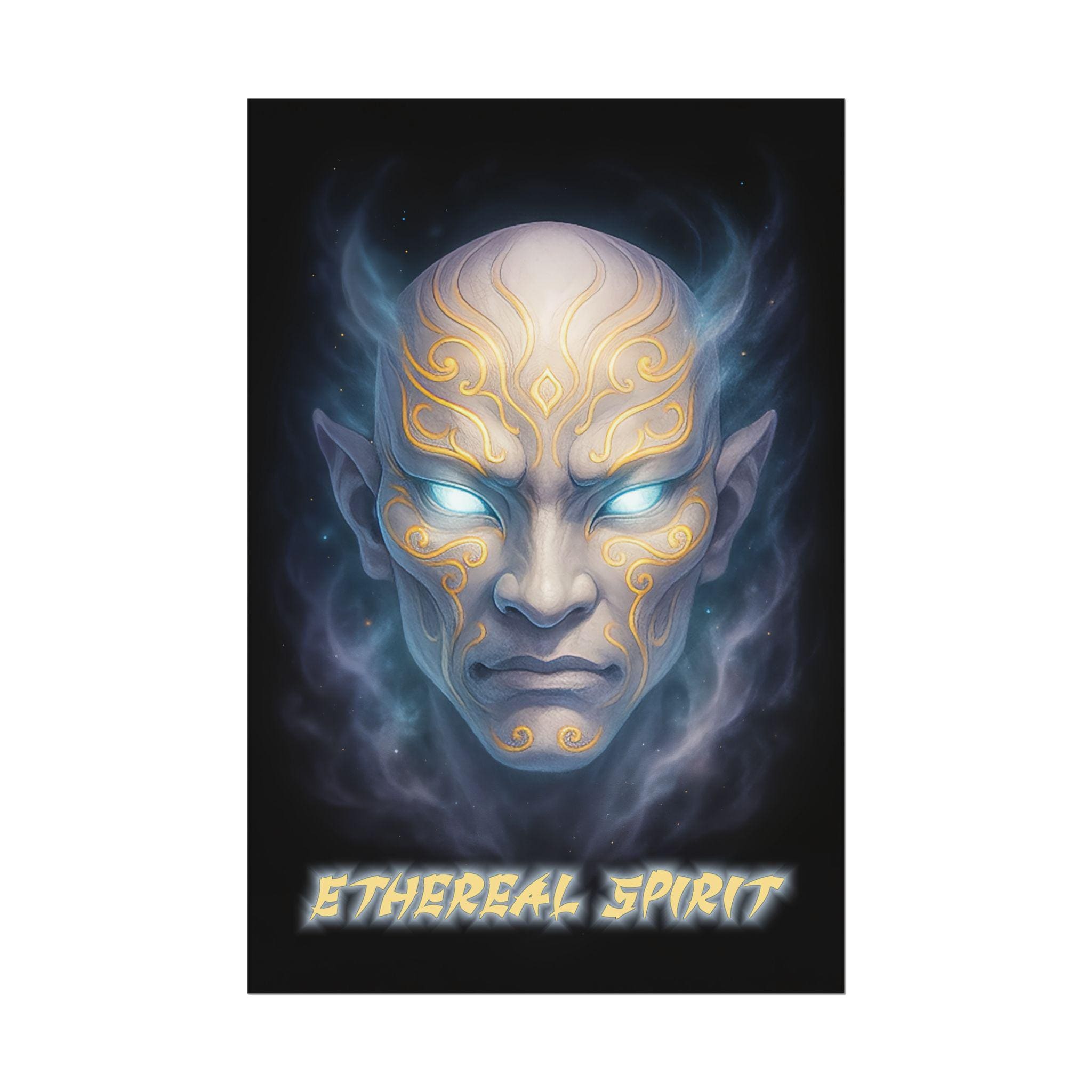 Ethereal Spirit Anime Poster Wall Art Fantasy Glow Decor Futuristic Zen Guardian Gift for Anime Fans and Collectors