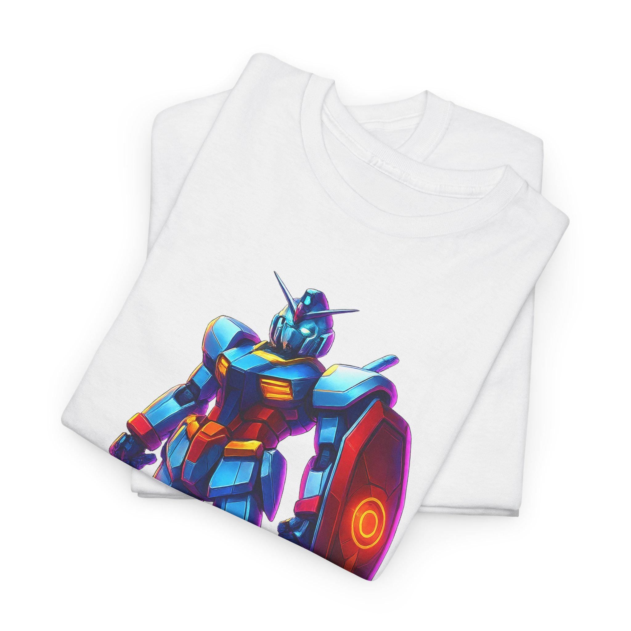 Neon Mecha Warrior T-Shirt Cyberpunk Anime Robot Streetwear Gift for Gamers and Mecha Fans