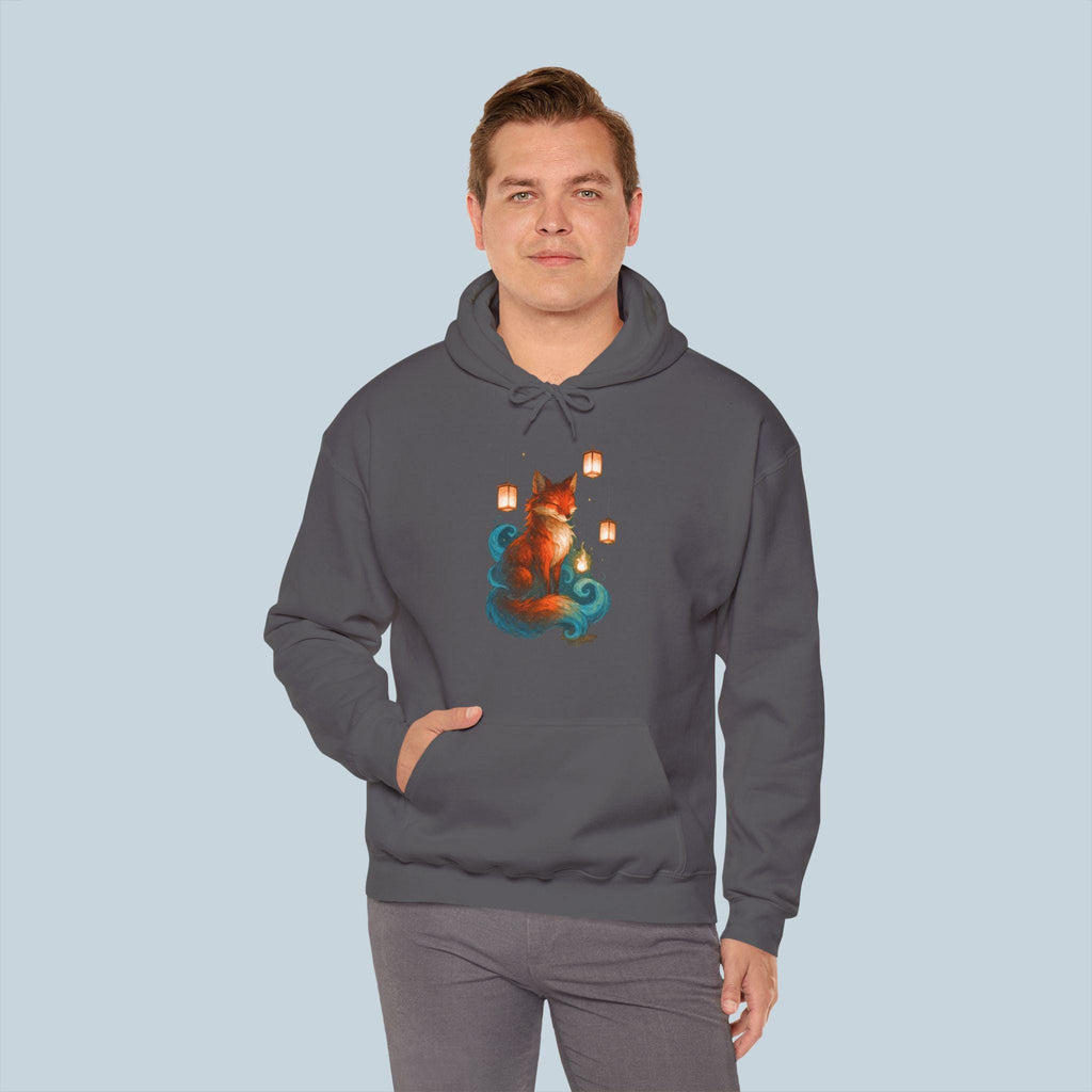 Lantern Fox Hoodie Anime Sweatshirt Cozy Winter Pullover Mystical Fox Spirit Gift for Anime Lovers and Gamers