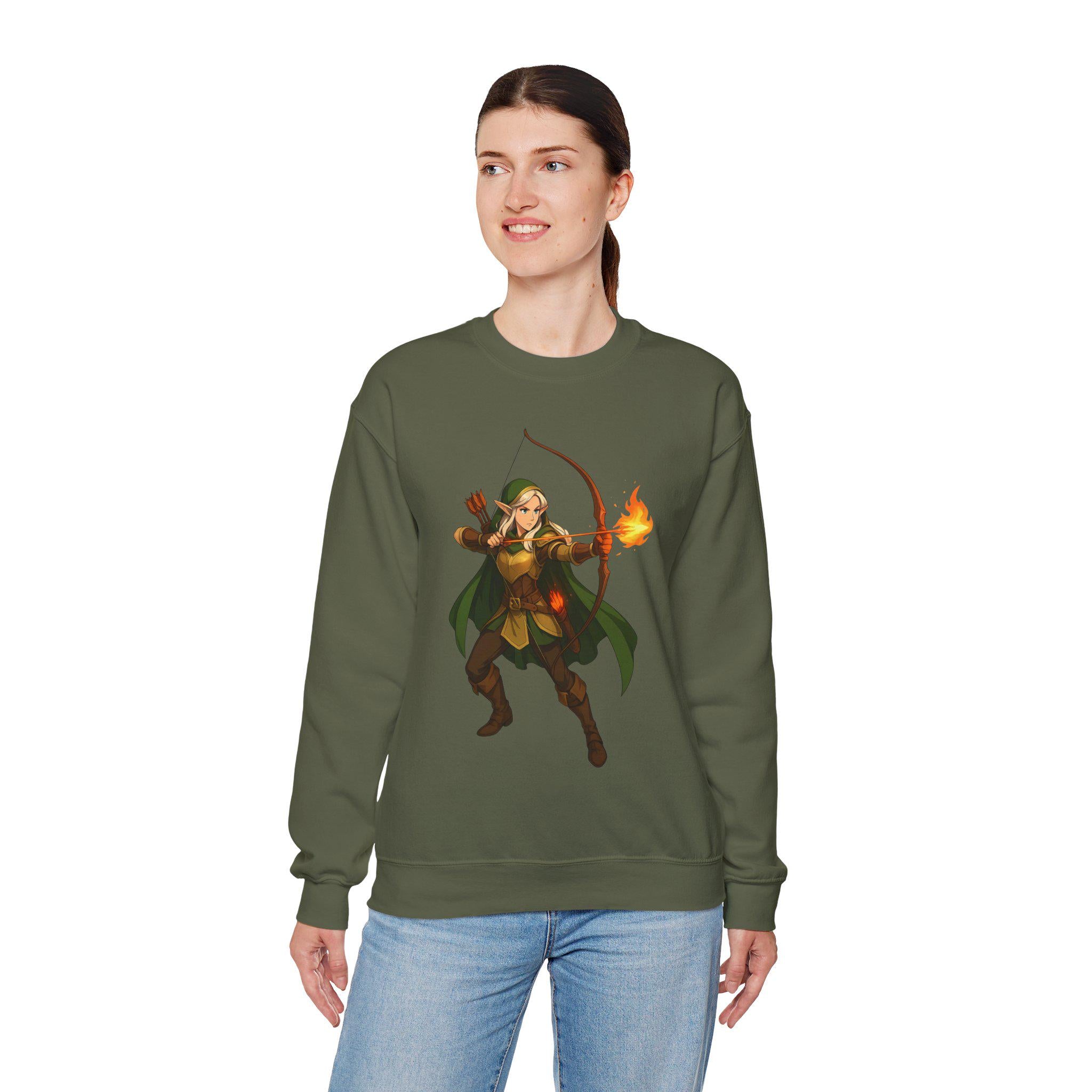 Elf Archer Anime Sweatshirt Sand Color Unisex Pullover Japanese Fantasy Ranger Gift
