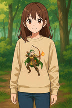 Elf Archer Anime Sweatshirt Sand Color Unisex Pullover Japanese Fantasy Ranger Gift