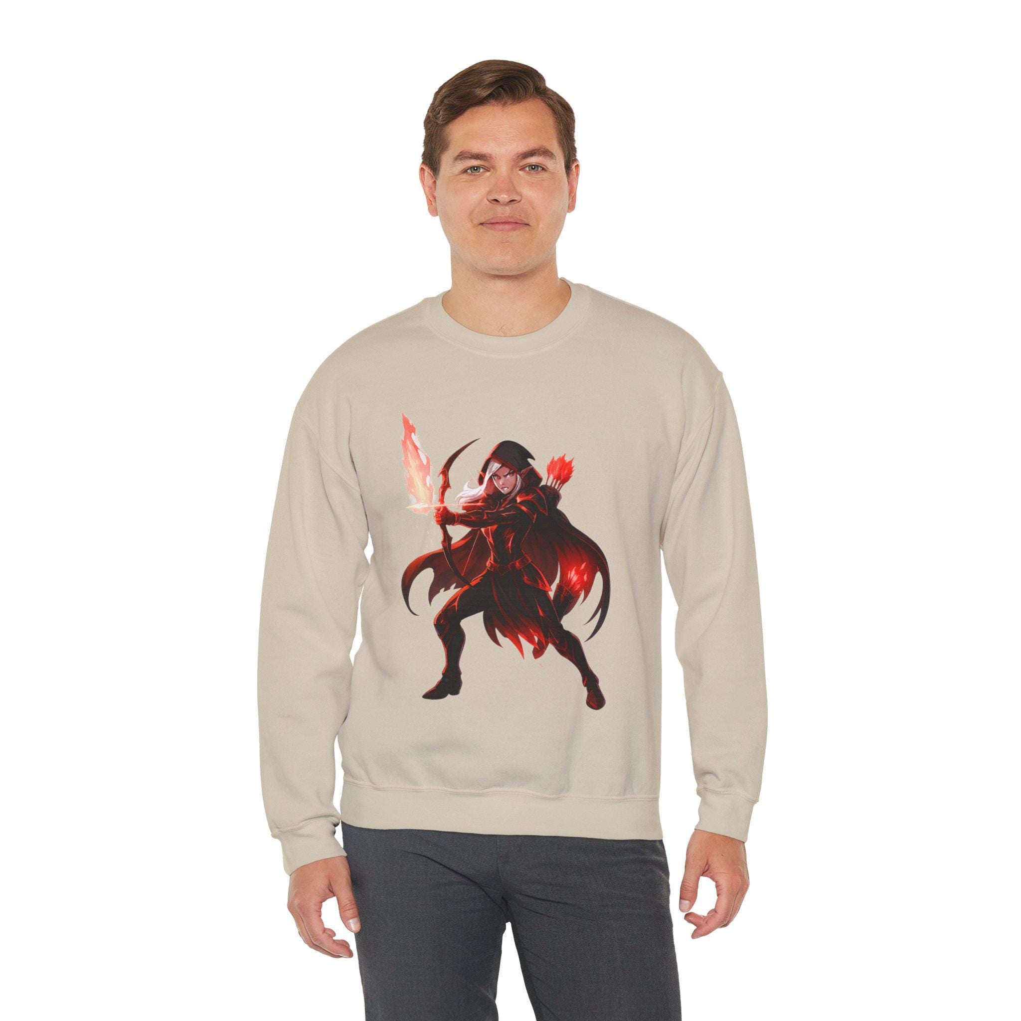 Dark Flame Archer Anime Sweatshirt, Black Pullover | Epic Anime Apparel Original