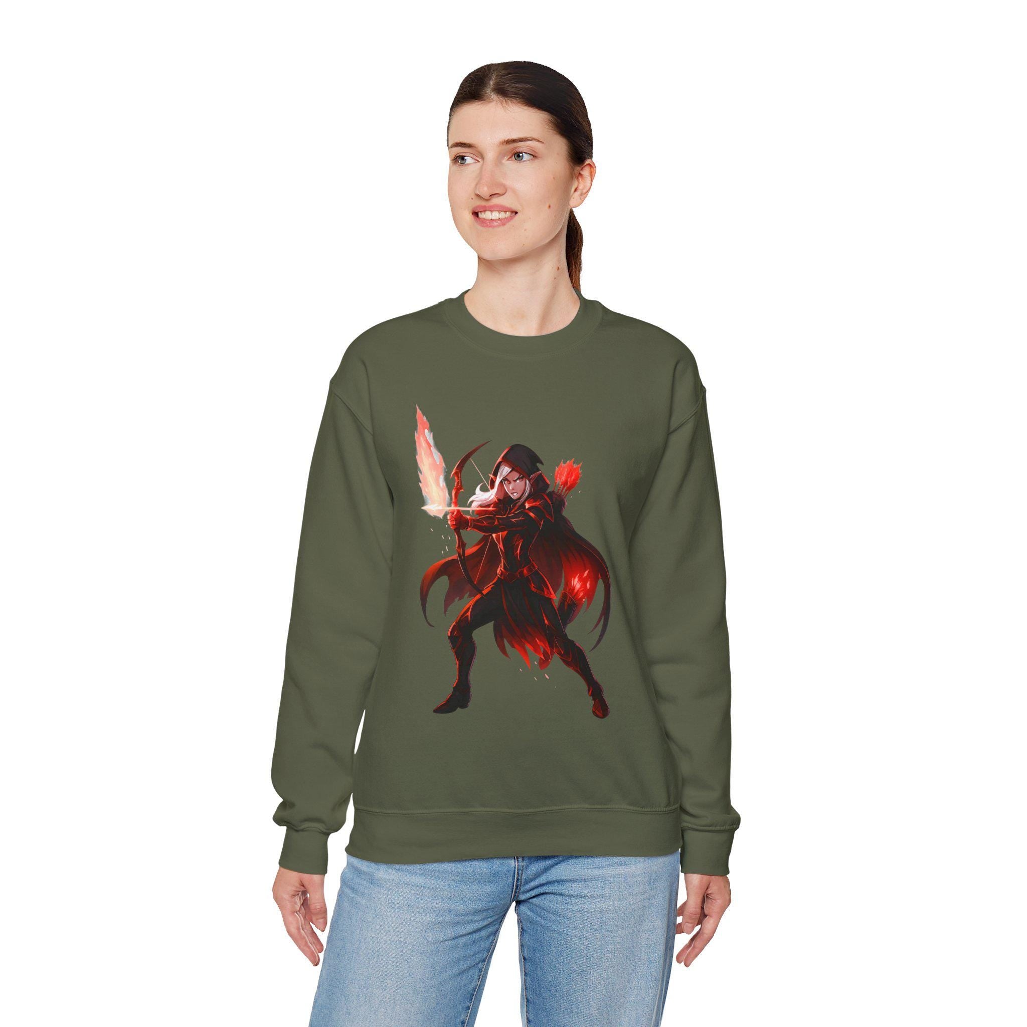 Dark Flame Archer Anime Sweatshirt, Black Pullover | Epic Anime Apparel Original