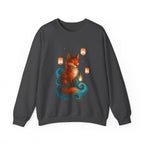 Fox Lantern Spirit Sweatshirt Cozy Fantasy Japanese Animal Art Gift for Nature Lovers and Anime Fans