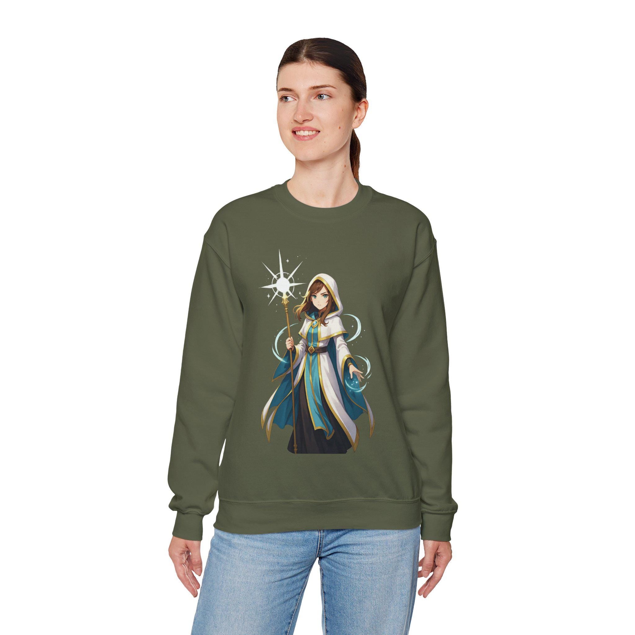 Anime Sorceress Sweatshirt Magic Girl Streetwear Medieval Fantasy Gift for Gamers and Anime Lovers