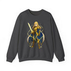 Golden Paladin Anime Sweatshirt Black Neon Glow Armor Design Gift for Anime Fans Fantasy Warrior Streetwear Gamer Apparel