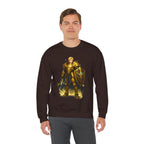 Golden Knight Anime Sweatshirt Black Castle Scene Fantasy Warrior Streetwear Gift for Anime Fans Neon Glow Gamer Apparel