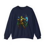 Lightning Archer Anime Sweatshirt Black Neon Glow Fantasy Bow Hunter Gift for Gamers Otaku Streetwear Epic Anime Apparel