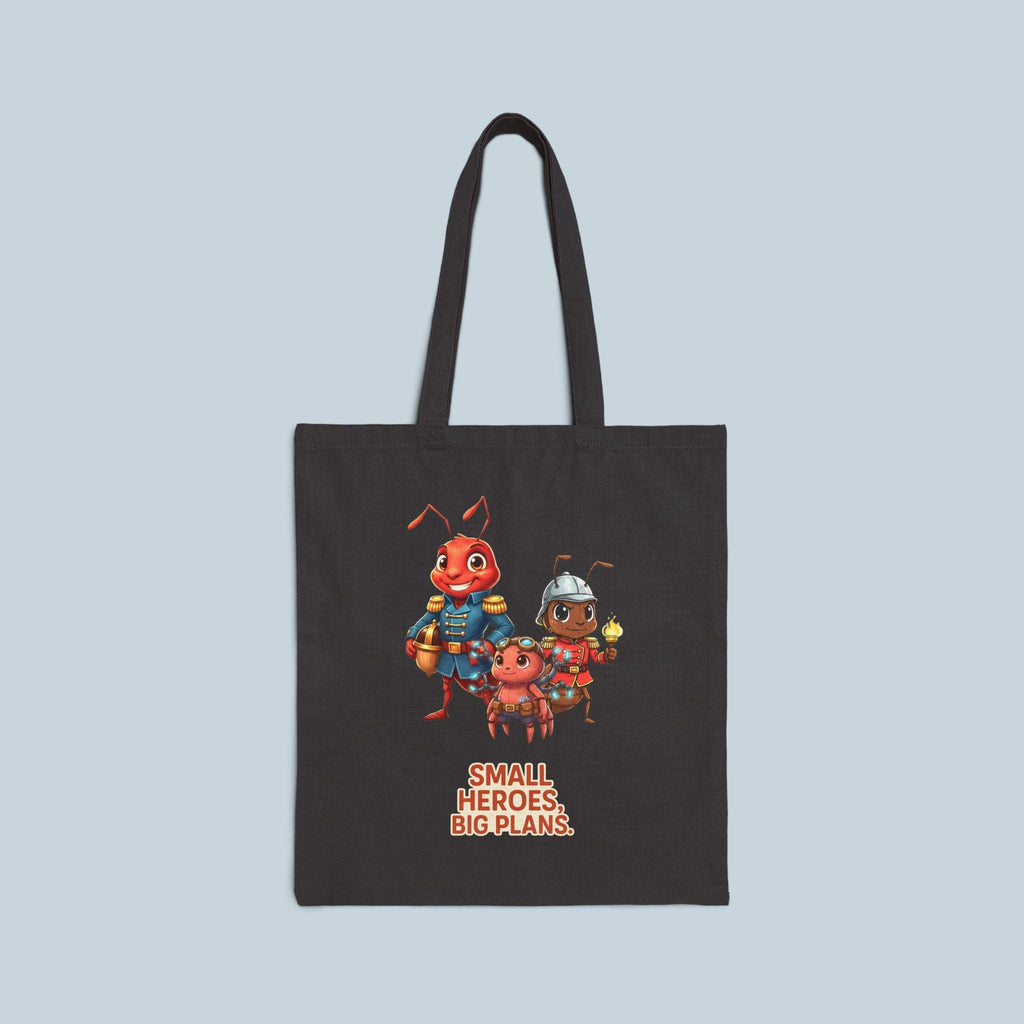 Small Heroes Big Plans Tote Bag, Cute Whimsical Ant Trio, Eco Tote, Funny Anime Inspired Gift for Readers Teachers Moms Epic Anime Apparel