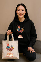 Small Heroes Big Plans Tote Bag, Cute Whimsical Ant Trio, Eco Tote, Funny Anime Inspired Gift for Readers Teachers Moms Epic Anime Apparel