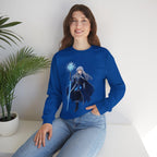 Ice Sorceress Anime Sweatshirt Blue Magic Glow Fantasy Mage Gift for Anime Fans Winter Streetwear Gamer Apparel Epic Anime