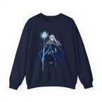 Ice Sorceress Anime Sweatshirt Blue Magic Glow Fantasy Mage Gift for Anime Fans Winter Streetwear Gamer Apparel Epic Anime
