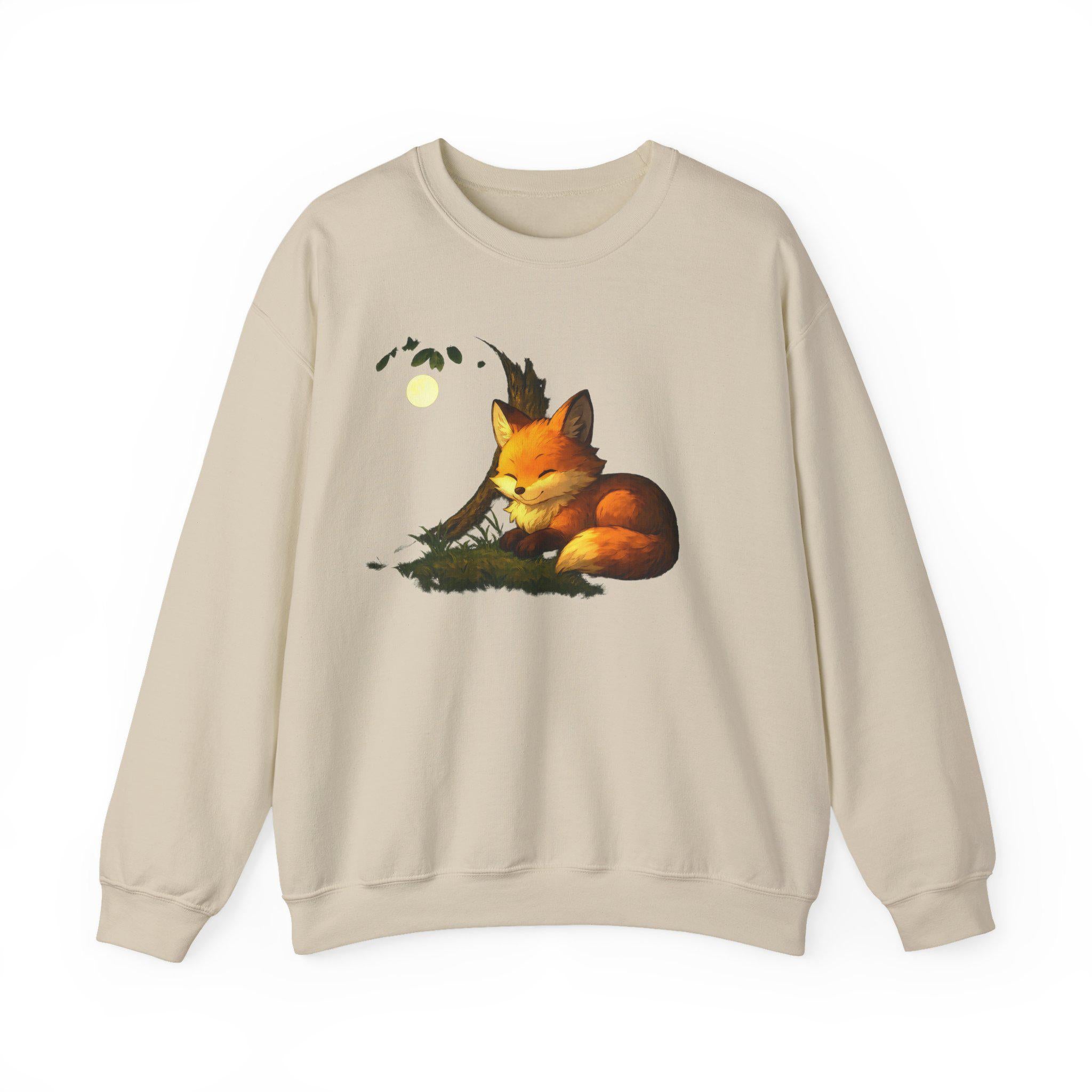 Fox Café Anime Sweatshirt  Cozy Autumn Gift for Animal Lovers Cute Fox Art Japanese Style Streetwear Epic Anime Apparel