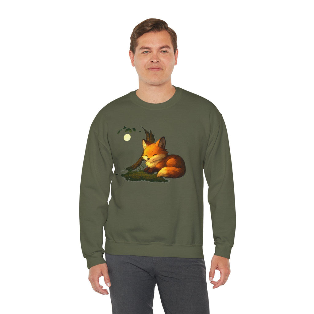 Fox Café Anime Sweatshirt  Cozy Autumn Gift for Animal Lovers Cute Fox Art Japanese Style Streetwear Epic Anime Apparel