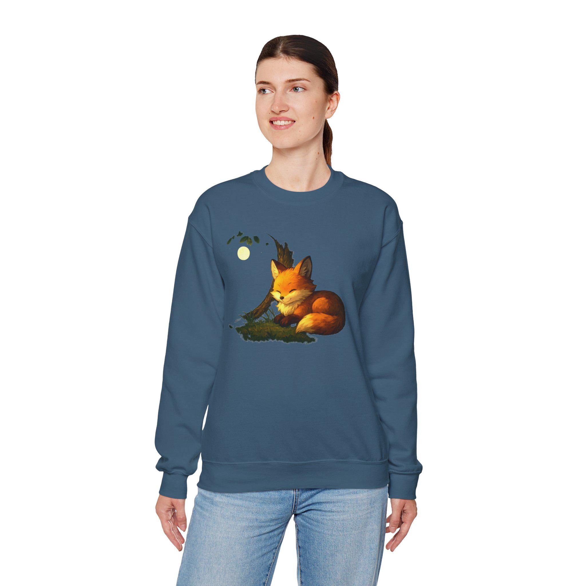 Fox Café Anime Sweatshirt  Cozy Autumn Gift for Animal Lovers Cute Fox Art Japanese Style Streetwear Epic Anime Apparel