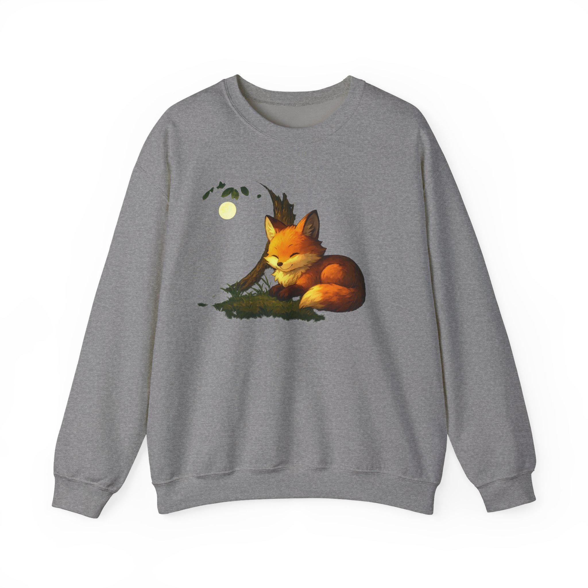 Fox Café Anime Sweatshirt  Cozy Autumn Gift for Animal Lovers Cute Fox Art Japanese Style Streetwear Epic Anime Apparel