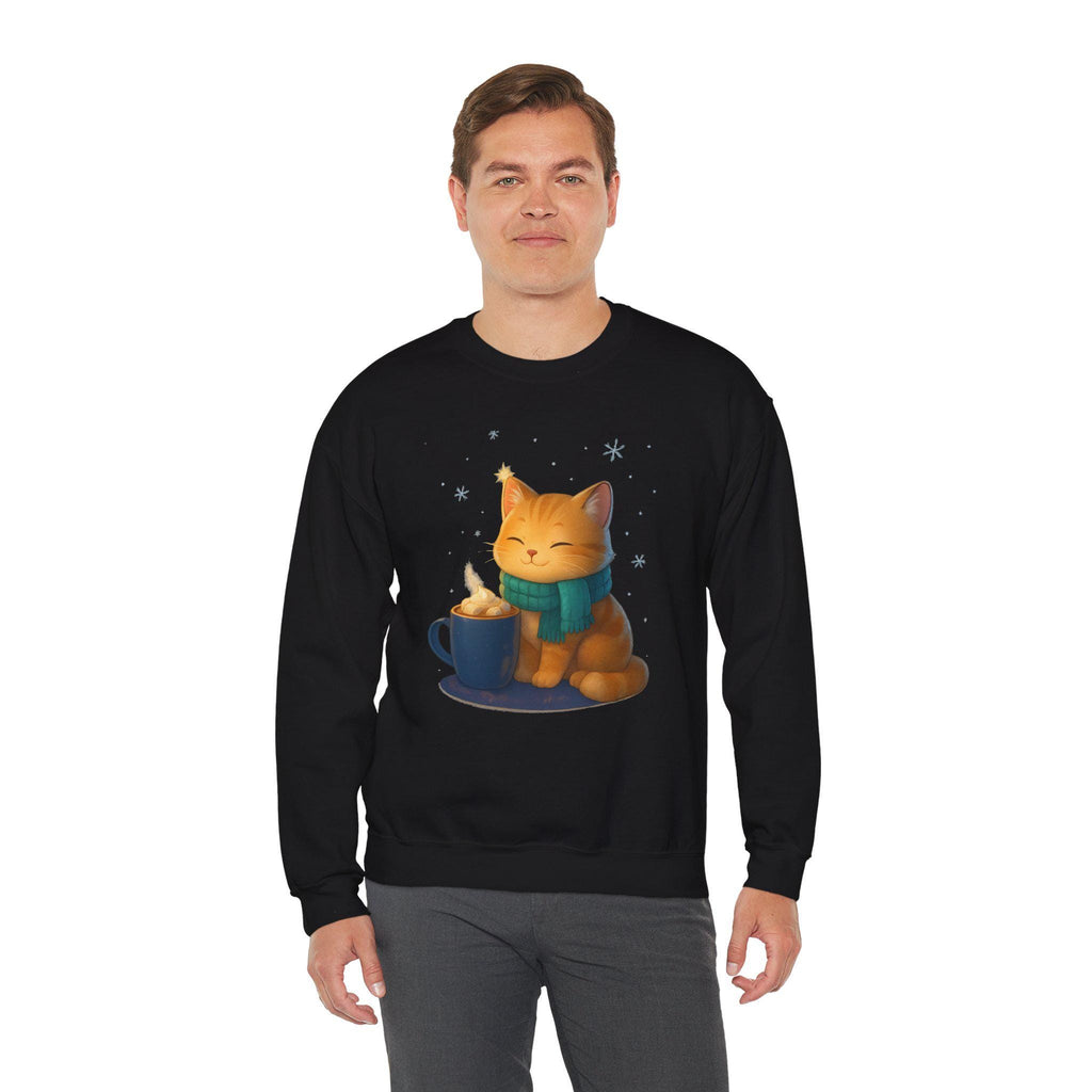 Cozy Cat Cocoa Sweatshirt Cute Kawaii Cat Lover Gift Anime Coffee Crewneck Fall Aesthetic Streetwear Epic Anime Apparel