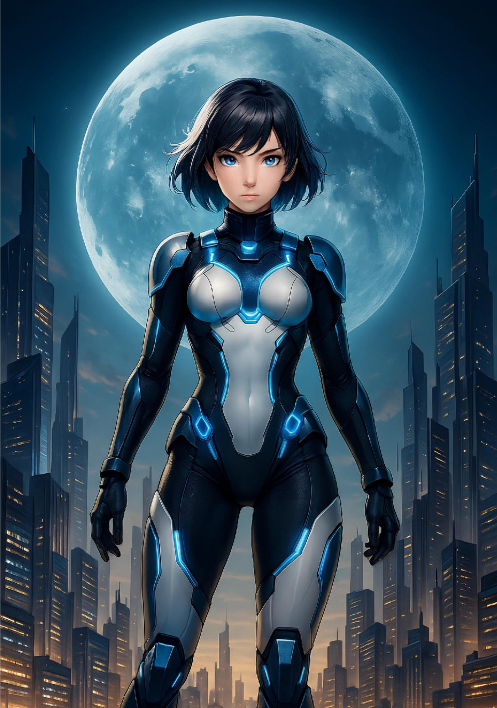 Starla Vale Sherpa Blanket 60x80 Anime Girl Sci-Fi Moonlight Design Soft Fleece Gift for Anime Fans and Gamers | Epic Anime Apparel