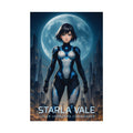 Starla Vale Lunar Vanguard Commander, Anime Poster, Futuristic Sci Fi Girl Wall Art, Cyberpunk City Moon Art, Gift Gamers Epic Anime Apparel