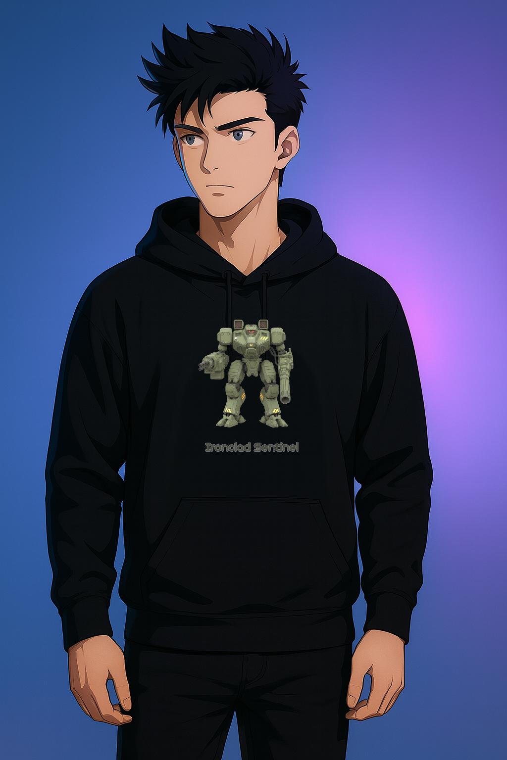 Ironclad Sentinel Mech Hoodie Anime Robot Streetwear Gift for Gamers and Sci-Fi Fans | Epic Anime Apparel