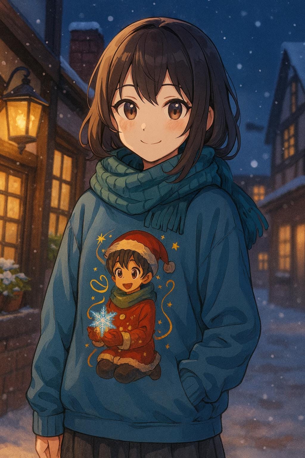 Anime Christmas Boy Sweatshirt Cute Holiday Gift Cozy Winter Apparel for Anime Fans and Gamers