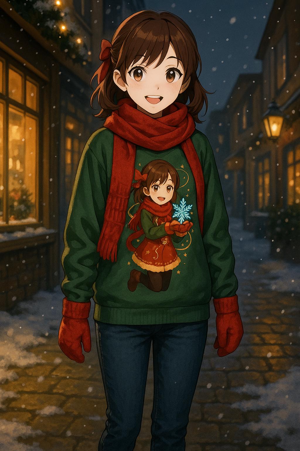 Anime Christmas Girl Sweatshirt Cute Holiday Gift Cozy Winter Apparel for Anime Fans and Collectors