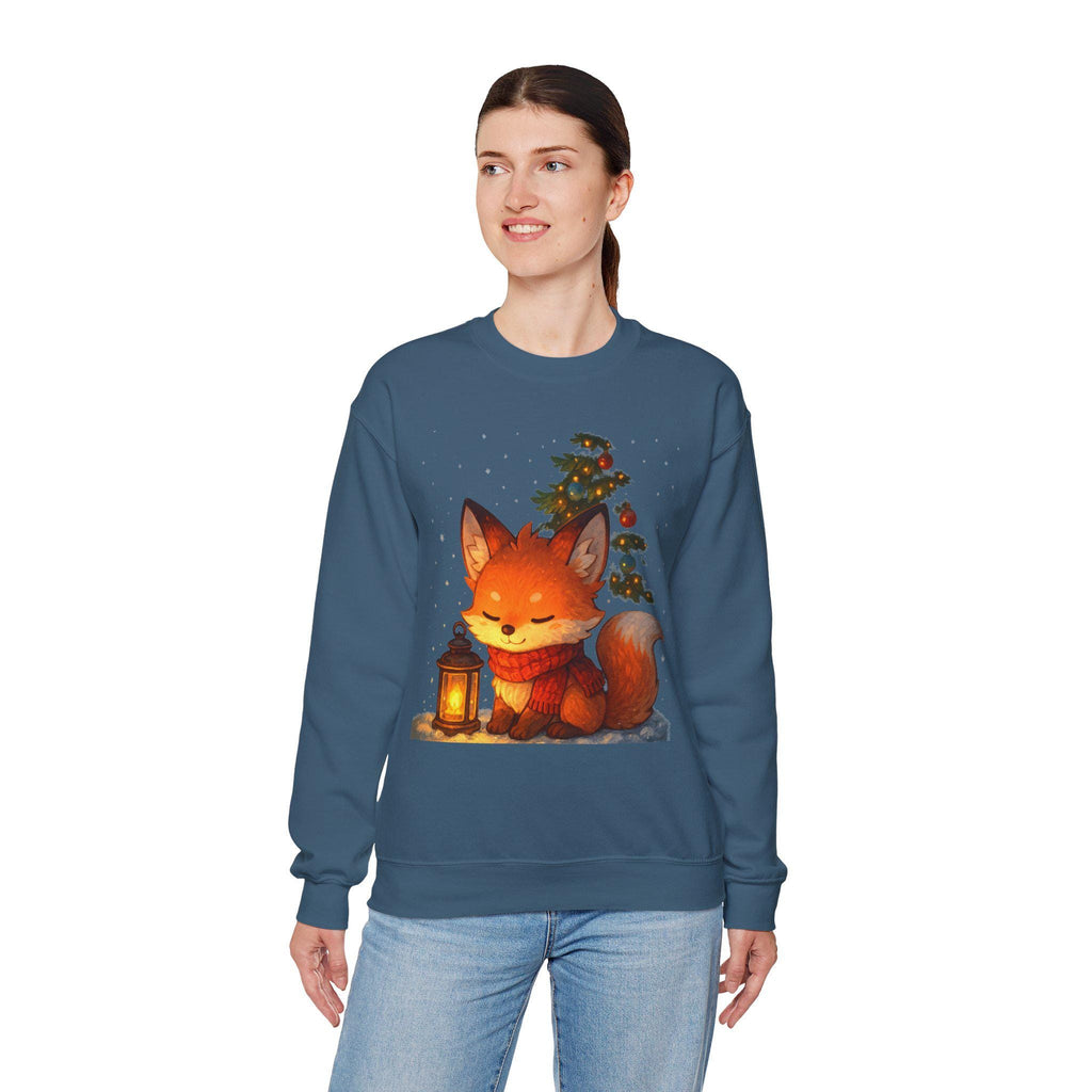 Cozy Fox Lantern Sweatshirt Cute Anime Christmas Sweater Winter Gift for Animal Lovers and Cozy Aesthetic Fans