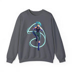 Neon Anime Girl Sweatshirt Cyber Energy Glow Streetwear Futuristic Gift for Gamers and Anime Fans