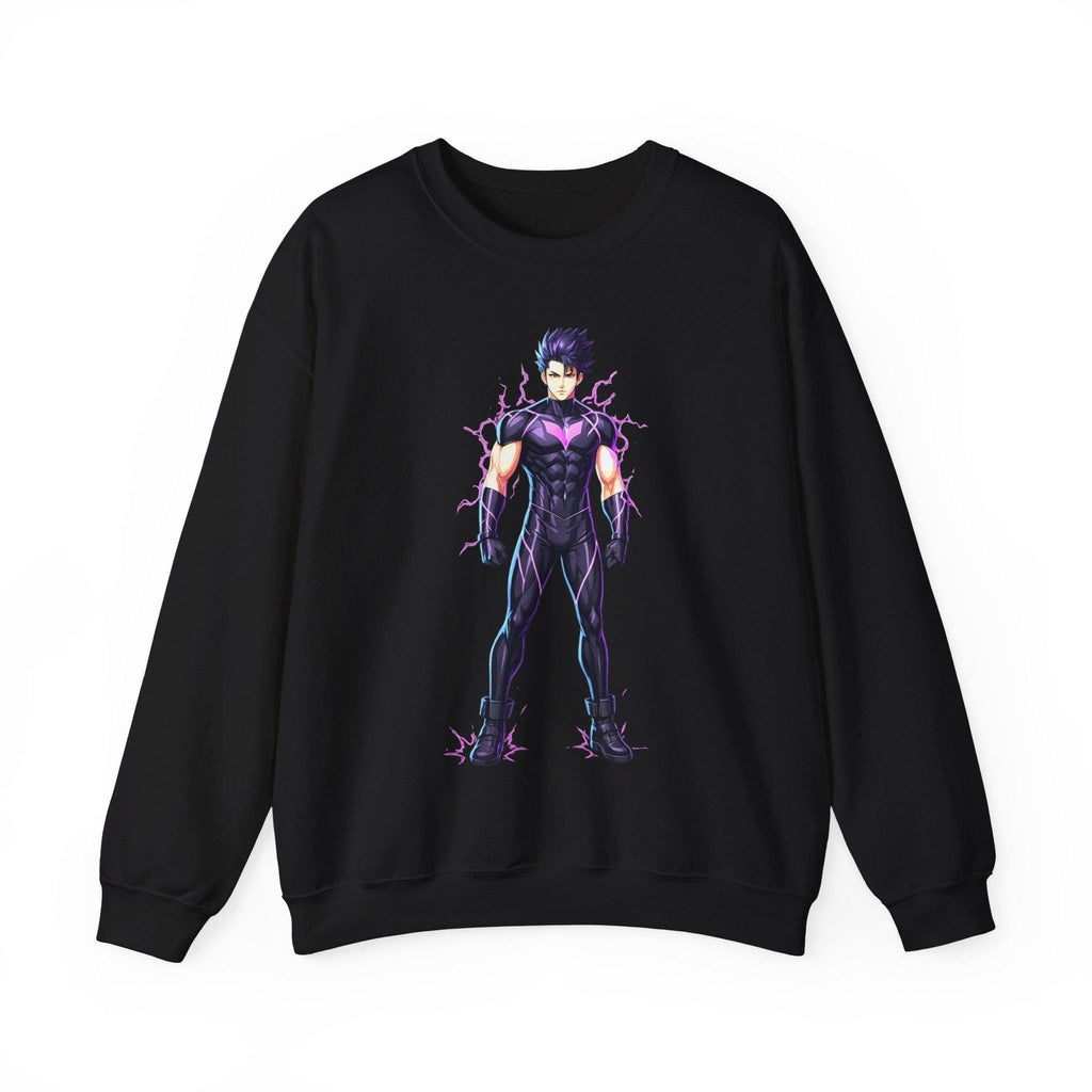 Dark Lightning Anime Sweatshirt Neon Glow Streetwear Futuristic Gift for Gamers and Anime Fans