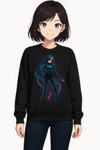 Cyberpunk Anime Girl Sweatshirt Neon Glow Streetwear Futuristic Techwear Gift for Anime Lovers and Gamers
