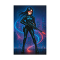 Cyberpunk Anime Girl Poster Neon City Sniper Wall Art Futuristic Sci Fi Print Gift for Gamers and Anime Lovers