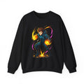 Anime Fire Power Sweatshirt Neon Glow Streetwear Futuristic Techwear Gift for Gamers and Anime Fans