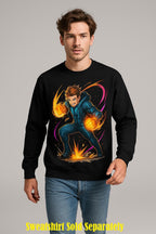 Anime Fire Power Poster Neon Glow Wall Art Futuristic Warrior Print Gift for Gamers and Anime Lovers