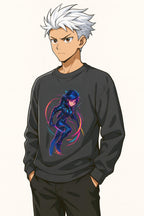 Vibrant Cyberpunk Neon Warrior Sweatshirt Futuristic Techwear Anime Streetwear Gift for Gamers and Anime Lovers