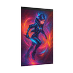 Cyberpunk Neon Warrior Poster Futuristic Anime Wall Art Neon Glow Sci-Fi Print for Gamers and Anime Lovers