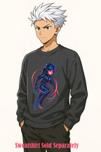 Cyberpunk Neon Warrior Poster Futuristic Anime Wall Art Neon Glow Sci-Fi Print for Gamers and Anime Lovers