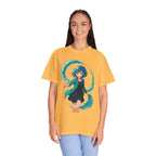 Anime Water Spirit Girl T-Shirt Neon Wave Power Graphic Tee Japanese Fantasy Streetwear Gift for Anime Fans