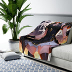 Dark Flame Sorceress Anime Sherpa Blanket 60x80 Gothic Fire Mage Gift Black Gold Magic Girl Fleece Throw | Epic Anime Home Decor