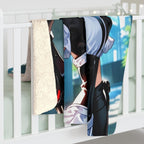 Anime Catgirl Sherpa Blanket Cyber Maid with Robotic Arm Fleece Throw Futuristic Anime Blanket Gift for Otaku and Cosplayers