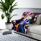 Anime Superhero Boys Sherpa Blanket Neon Glow Clash Comic Style Cozy Gift for Anime Fans and Teen Gamers
