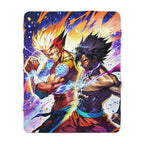 Anime Duo Sherpa Blanket Fire and Lightning Warriors Gift for Anime Fans Cozy Gaming Decor Bold Battle Art
